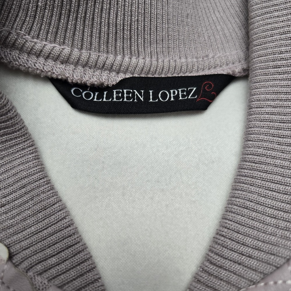 Colleen Lopez Bomber Jacket Mesh & Faux Leather‎ Mauve Women Large Femme Glam - Picture 5 of 8